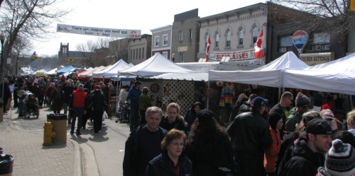 looking down Arthur Street at the tents of the Festival Mall, an area sure to be hit by Bio-En odors