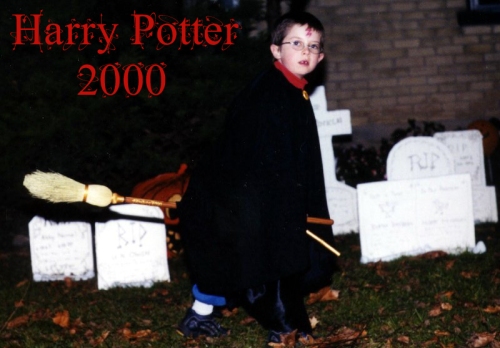 Harry flies his Nimbus 2000 through the graveyard on Hallowe'en
